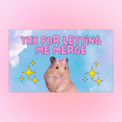 Thx For Letting Me Merge Hamster Bumper Sticker or Magnet - Coquette Aesthetic Car Decal - Funny Hamster Bow Vinyl Sticker