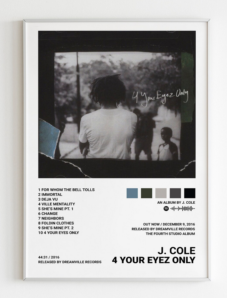 4 Your Eyez Only -  J. Cole  Poster, Album Cover Art, Personalized Gift