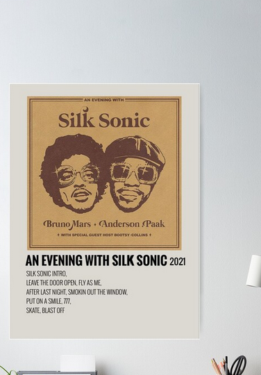 An Evening With Silk Sonic -Bruno Mars Poster, Album Cover Art, Personalized Gift