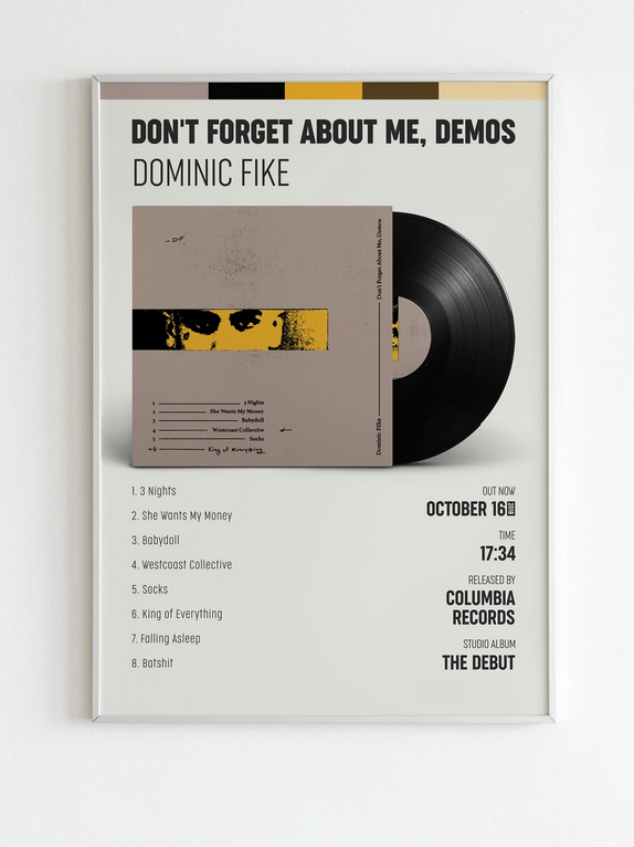 Don't Forget About Me, Demos - Dominic FIKE Poster, Album Don't Forget About Me, Demos - Dominic FIKE Poster, Album