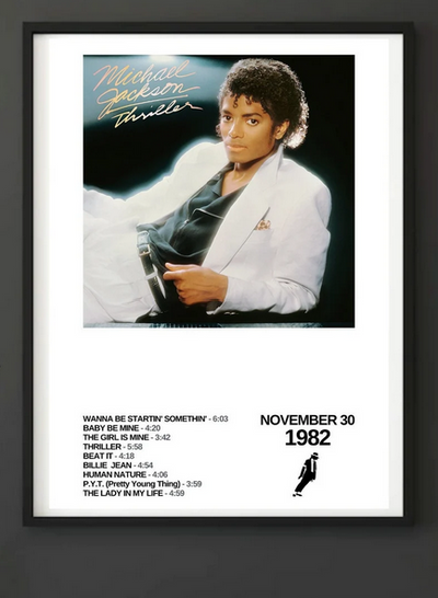 Thriller - Michael Jackson Poster, Album Cover Art, Personalized Gift