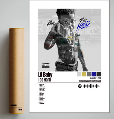 Too Hard  - Lil Baby Poster, Album Cover Art, Personalized Gift