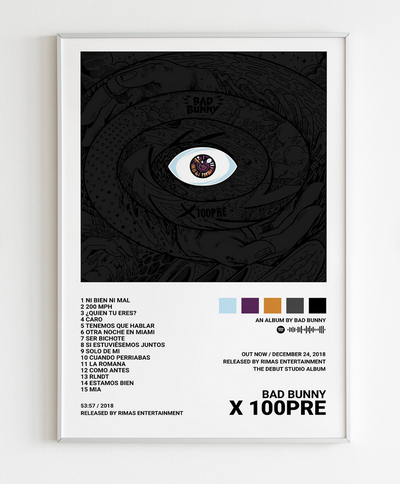 X 100Pre  - Bad Bunny Poster, Album Cover Art, Personalized Gift