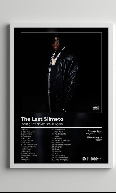The Last Slimeto -  Youngboy Music Poster, Album Cover Art, Personalized Gift