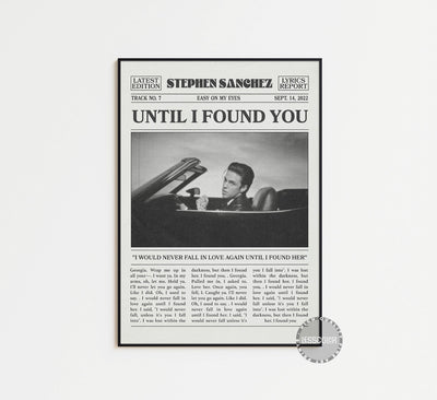 Until I Found You -  Stephen Sanchez Music Poster, Album Cover Art, Personalized Gift