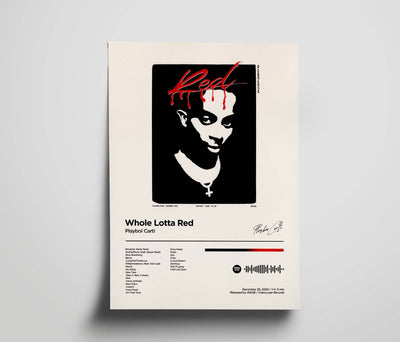 Whole Lotta Red -  Playboi Carti  Music Poster, Album Cover Art, Personalized Gift
