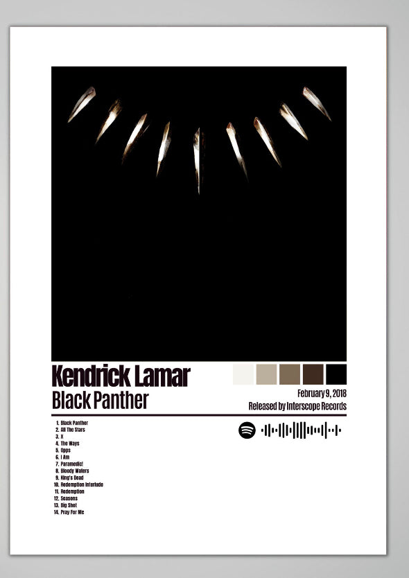 Blank Panther - Kendrick Lamar Music Poster, Album Cover Art