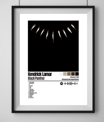 Blank Panther -  Kendrick Lamar Music Poster, Album Cover Art, Personalized Gift
