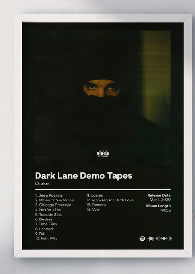 Dark Lane Demo Tapes -  Drake Music Poster, Album Cover Art, Personalized Gift